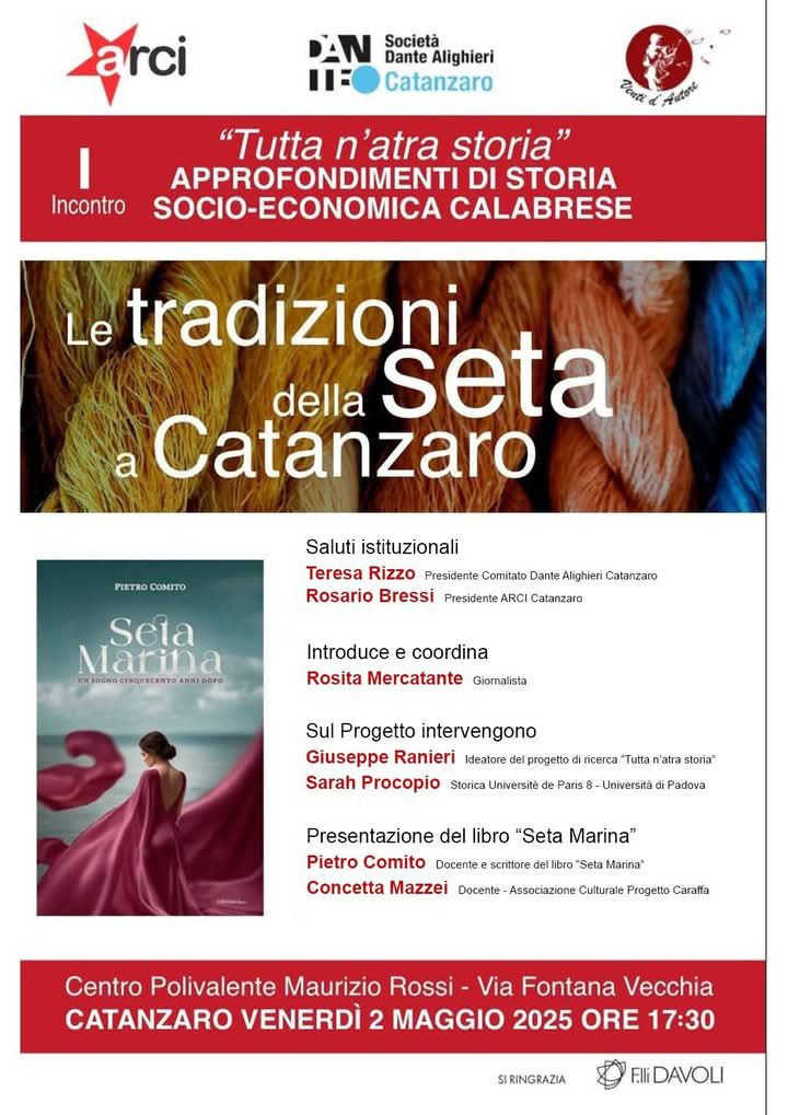 Primo appuntamento del ciclo di incontri dal titolo "TUTTA N'ATRA STORIA".
Un progetto nato dalla mente di Giuseppe Dopone Ranieri , docente, storico e saggista, con l'intento di evidenziare il ruolo delle classi popolari nella storia locale attraverso la narrazione di eventi e personaggi che pur facendo parte del nostro patrimonio storico sono rimasti nell'ombra per la stragrande maggioranza dei catanzaresi e dei calabresi.